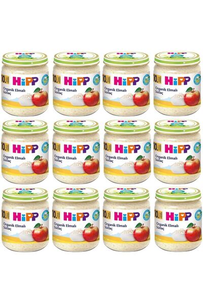 Hipp Kavanoz Maması Organik Elmalı Sütlaç 200 gr 12 Adet