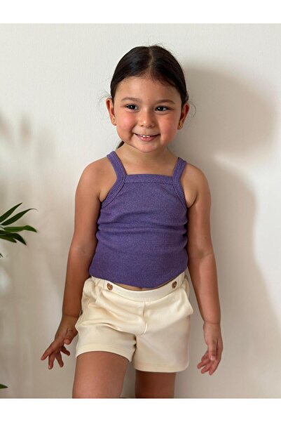 BAHNUR MOR BEBEK ÇiFT KOL CROP ÜST BODY