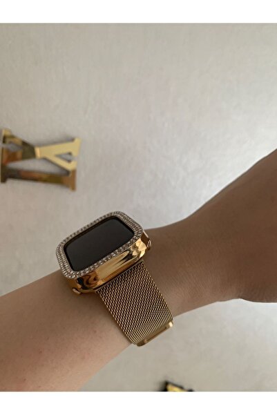 Forsis Aksesuar Apple Watch Gold 45mm Taşlı Kasa Ve Ekran Koruma