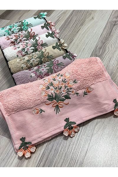 AYHANHOME Комплект кухненски кърпи от 6 части, бродирани цветя, цветна поставка за зестра, 30x50