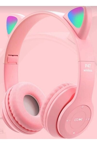 Teknolojimburada Üstün Tasarımlı Renkli Işıklı P47 Pro Kedili Kulak Üstü Çocu...