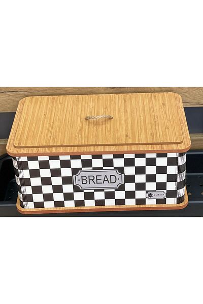 AC AMİSOS Luxury Bread Box - Rectangular Wooden Pattern, Natural Bread Basket