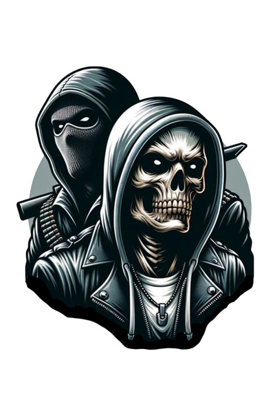 MegaSticker Autocolant 13x12 cm Gangstet Skull Skull - pentru motor, cască, laptop, mașină