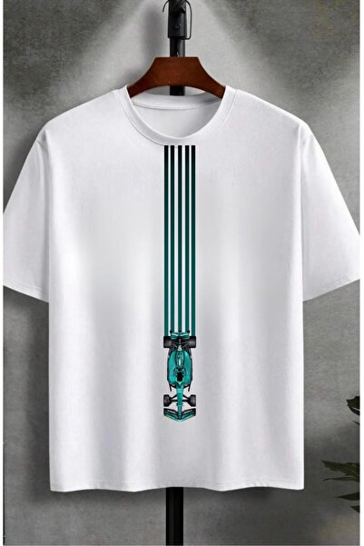 Massgai Unisex Formula Štampano Oversize kroj Pamuk T-shirt - Kratki rukav