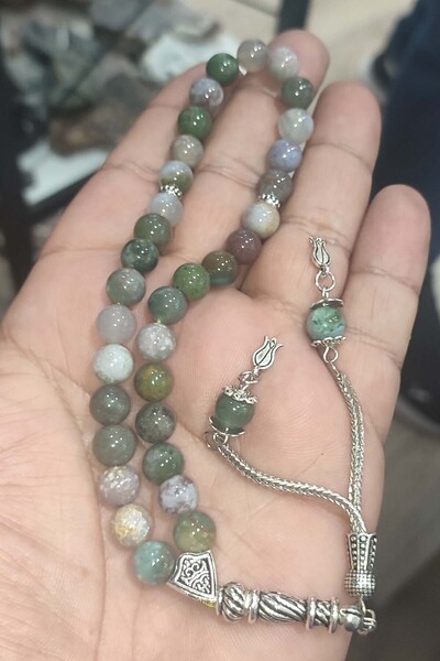 TAŞÇIZADE العقيق الهندي - مسبحة من الحجر الطبيعي الطبيعي مقاس 8 مم