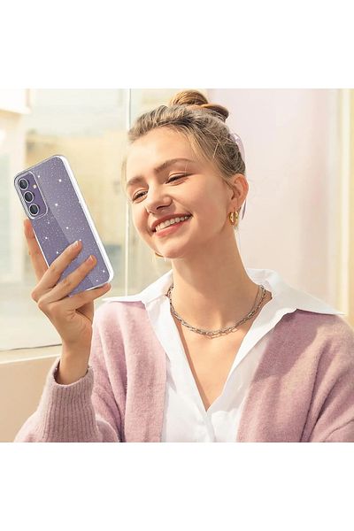 GAGA ELEKTRONİK Glitter Transparent Case for Samsung Galaxy A24 - Shimmering Protection Against Yellowing