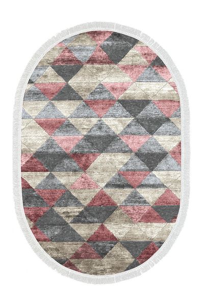 Alanur Home Eko Trend Djt 2 Li Washable Base Oval Bath Mat 661 Nordic Powder (50 X 80 - 40 X 50)