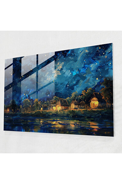 Popcas Starry Night Glass Wall Art, Post, Impressionism, Wall Decoration