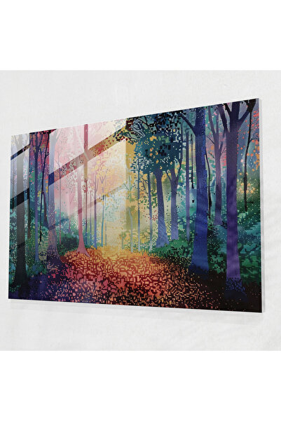 Popcas Colorful Forest Pointillism Glass Art - Pointillism, Colorful, Glass P...