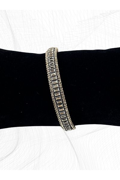 FAYRA ACCESSORIES Diamond Mounted Zircon Stone Handcuff Bracelet