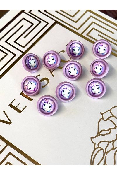 ODDA TASARIM ATÖLYESİ Unicorn model drop mine lilac color baby button