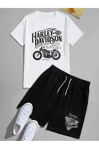 Massgai Harley Motocycles Printed Unisex Oversize Cotton T-Shirt