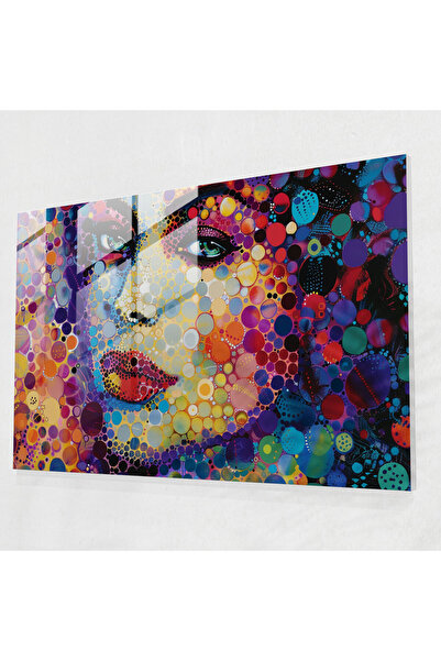 Popcas Pointillism Portrait Glass Print - Pointillism, Portrait, Glass Wall A...