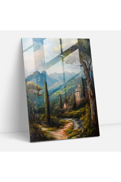 Popcas Mannerism Glass Print, Tranquil Landscape, Mannerism