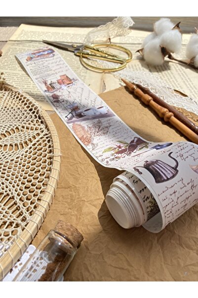 Hume Craft Kahve Temalı Washi Tape Washi Bant Bullet Journal Sticker / Defter / Çıkartma / Scrapbook