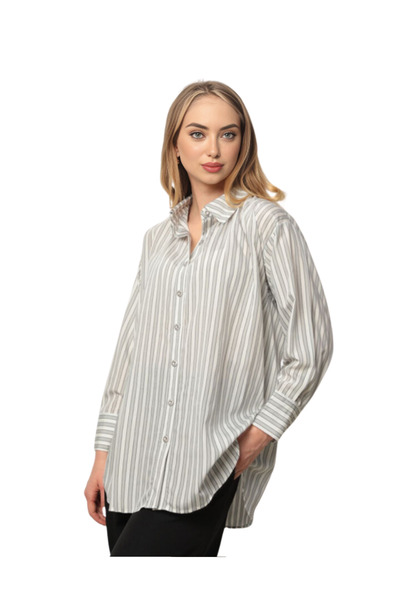 TIWCO KALIN ÇİZGİ KADIN GÖMLEK