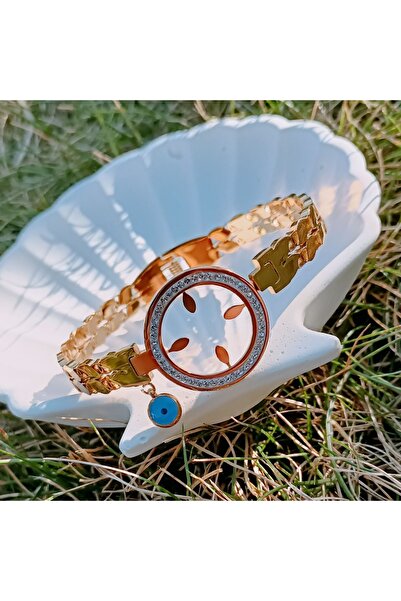 Ebrulii Gümüş Accessories Kadın çelik çeyrek çerçeveli kelepçe