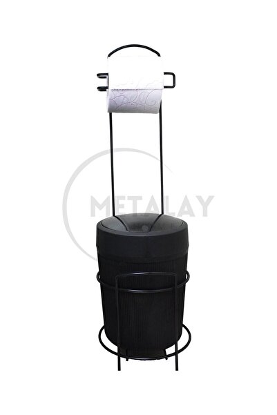 METALAY حامل ورق مرحاض دلو دائري أسود