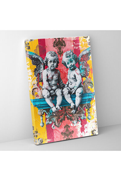 Popcas Pop Art Barok Melekler Kanvas Tablo, Klasisizm Ve Popart