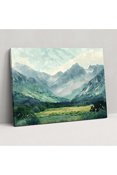 Popcas Sakin Dağ Manzarası Duvar Dekorasyonu, Noktacılık, Ev Dekorasyonu