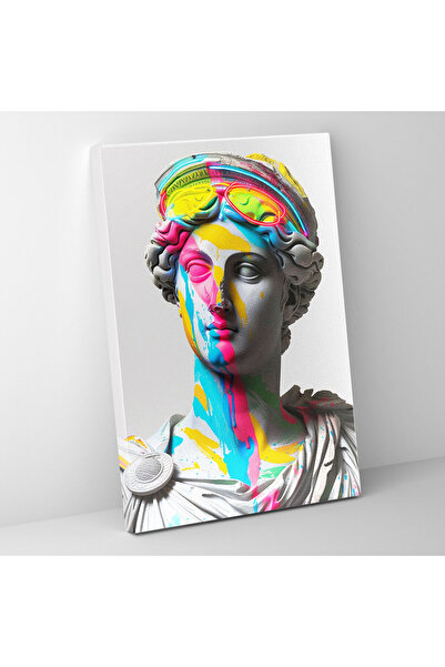 Popcas Neon Yunan Heykelleri Kanvas Tablo, Klasisizm Ve Popart, Kanvas Tablo