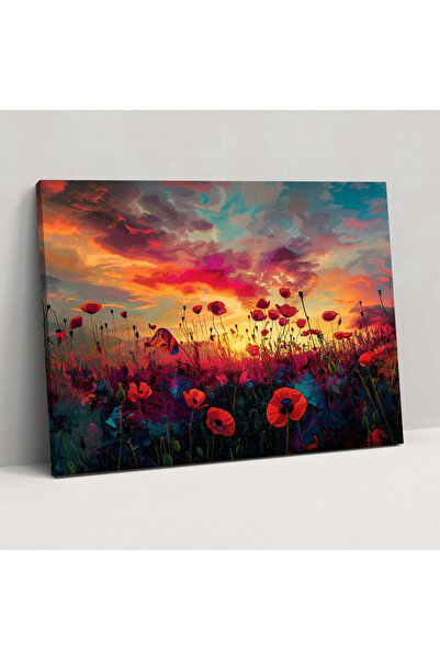 Popcas Claude Monet Gün Batımı Gelincik Tarlası Duvar Sanatı - Claude Monet, ...