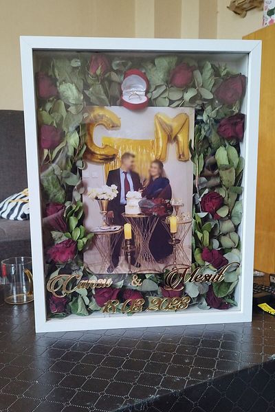 Verda Çerçeve Rama de memorie cu trandafir alb 40x50 Cm! Rama foto! Rama de memorie trandafir