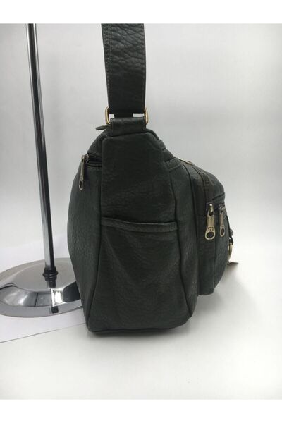 571 Collections Çanta Khaki Green Leather Shoulder Bag - Crossbody and Strap, for Postman