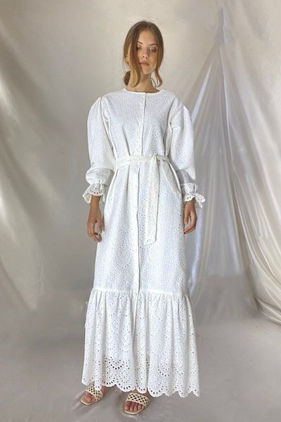 SA collection Women's White Scallop Dress