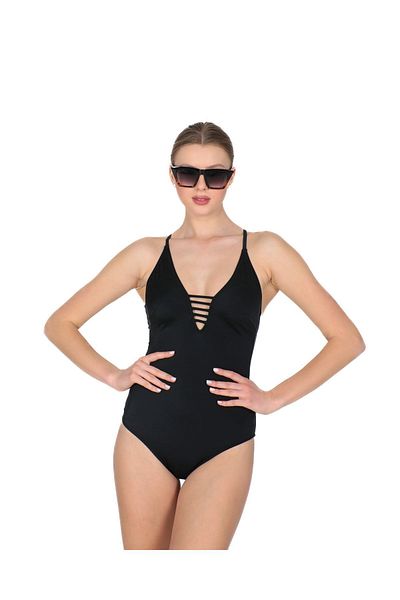 Dilay V Low-cut Swimsuit Black