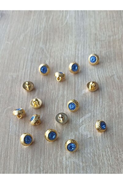 Alize Metalize Ayaklı Gold mavi Taşlı Düğme 12mm (20ADET)
