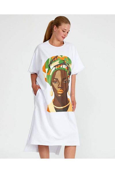 lovebox Rochie de sezon pentru fete din bumbac cu margele si fanta africana cu strasuri - SMR-001