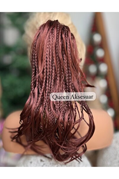 Queen Nelly Yoğun gür düz uzun örgülü postiş takma saç peruk sentetik mandal ...