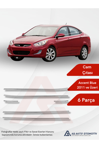 as aktif otomotiv oto krom aksesuarları Hyundai Accent Blue SD Cam Çıtası 6 P...