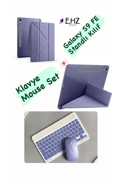 EHZ TEKNOLOJİ Galaxy Tab S9 Fe Uyumlu Standlı Tablet Kılıf Bluetooth Klavye M...