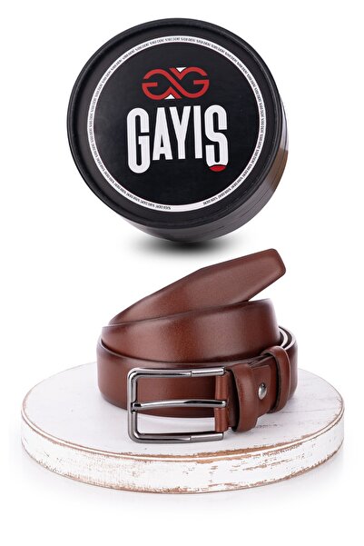 GAYIŞ Ανδρικό κοστούμι - 100% γνήσιο δέρμα, διπλή στρώση 3,5 εκ., καφέ ζώνη