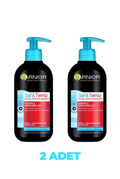 Garnier Saf & Temiz Siyah Nokta Karşıtı Kömürlü Temizleme Jeli 200ml x 2 adet