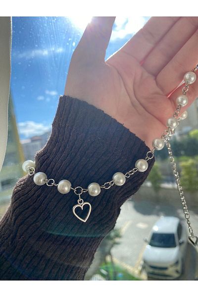 bohemian takı tasarim Y2K Fairycore Coquette Heart Necklace with Pearls