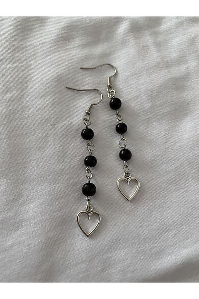 bohemian takı tasarim Glass Pearl Fairycore Heart Earrings