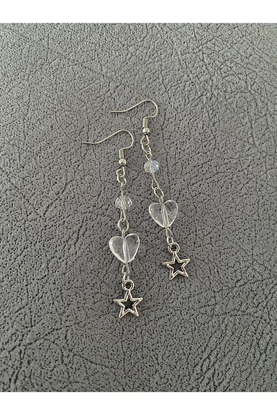bohemian takı tasarim Star Transparent Bead Fairycore Earrings