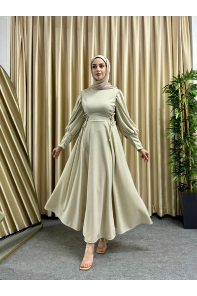 modasusev Φόρεμα Χιτζάμπ - Με μανίκια μπαλόνι και λεπτομέρεια από κορδόνι