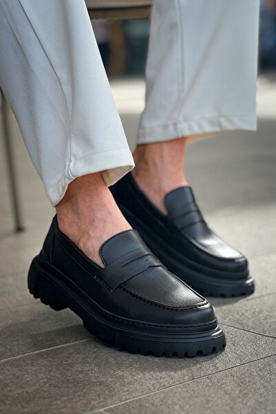 Joy Man J2417 Orthopedic Ανδρικό Loafer - Casual Skin, Black Moccasin