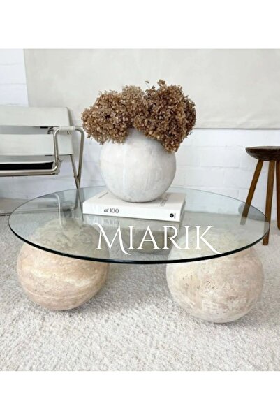 MIARIK DESIGN Mermer Tabla 3 Küreli Orta Sehpa