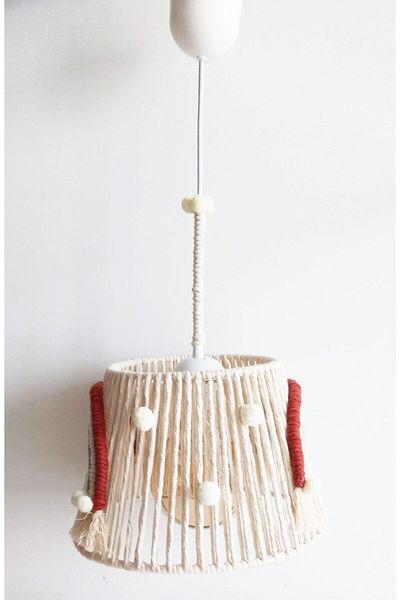 C&A&B KUZEY AVİZE Ecru Macrame Rope Wrapped Rainbow Appliqued Baby and Kids Room Chandelier (10)