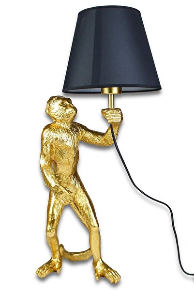 MIARIK DESIGN & DEKORASYON Gold Renk Tasarım Maymun Biblo Abajur