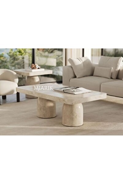 MIARIK DESIGN İki Silindir Ayaklı Radüs Tablalı Orta Sehpa