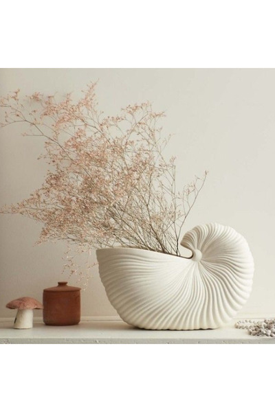 MIARIK DESIGN & DEKORASYON Dekoratif Midye Istiridye Seramik Vazo