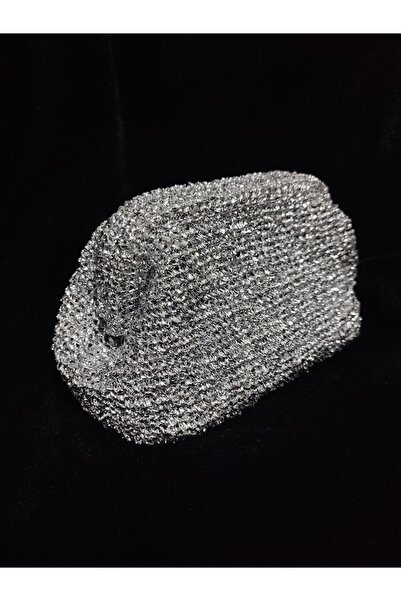 ÖZLEM HANDMADE حقيبة سهرة فضية اللون محبوكة يدويًا