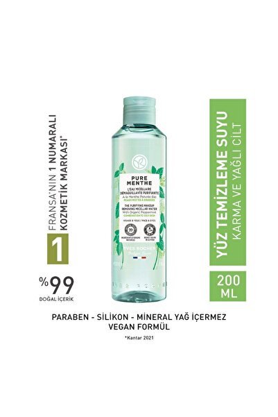 Yves Rocher Pure Menthe Karma ve Yağlı Cilt İçin Tonik Etkili ve Arındırıcı - Prebiyotikli Misel Su 200ml