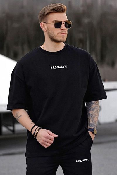 EFFRENATU Удобен унисекс анцуг с принт Brooklyn - голям размер от 2 части